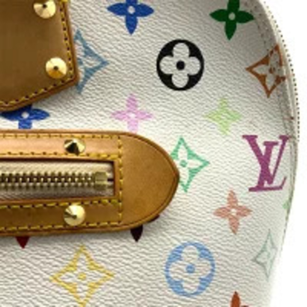 LOUIS VUITTON Multicolor Alma Blanc White Handbag White Beige Leather LV - Picture 9 of 11
